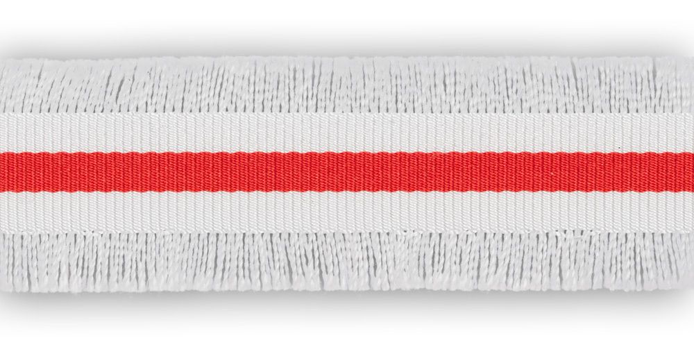Тесьма отделочная с бахромой 28 мм, 10 м, 01 белый/красный, Gamma DTB-28G