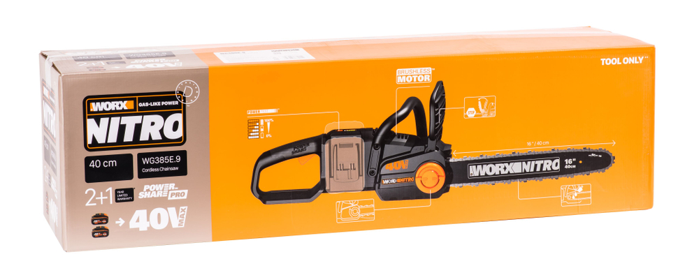 Цепная пила аккумуляторная WORX NITRO WG385E.9
