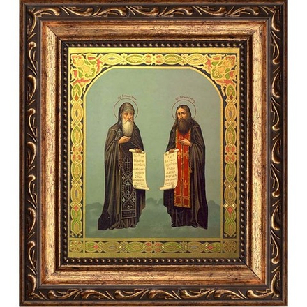 Антоний и Феодосий Печерские Преподобные. Икона на холсте.
