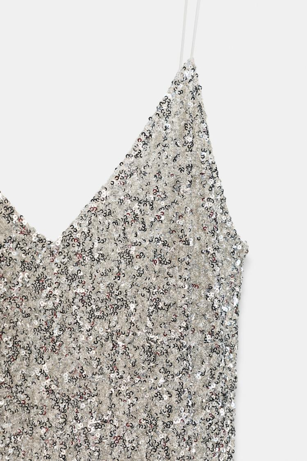 ZARA ДЛИННОЕ ПЛАТЬЕ С ПАЙЕТКАМИ — ZW COLLECTION, СЕРЕБРИСТЫЙ