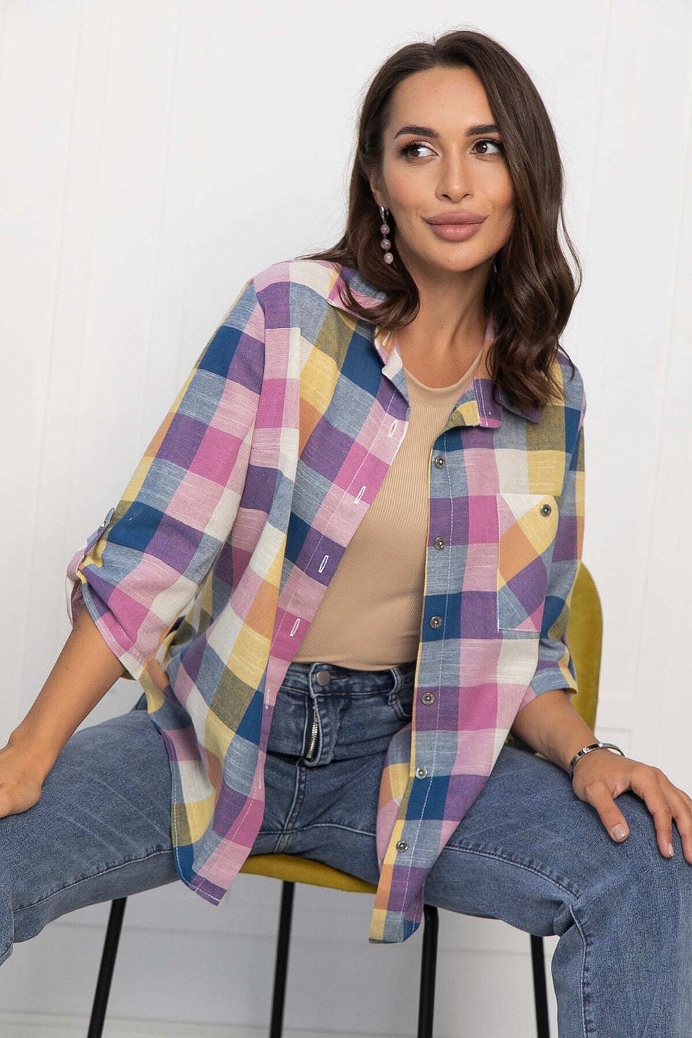 Рубашка Аланта НЬЮ (желто-розовая) Б14037-18М LT Collection