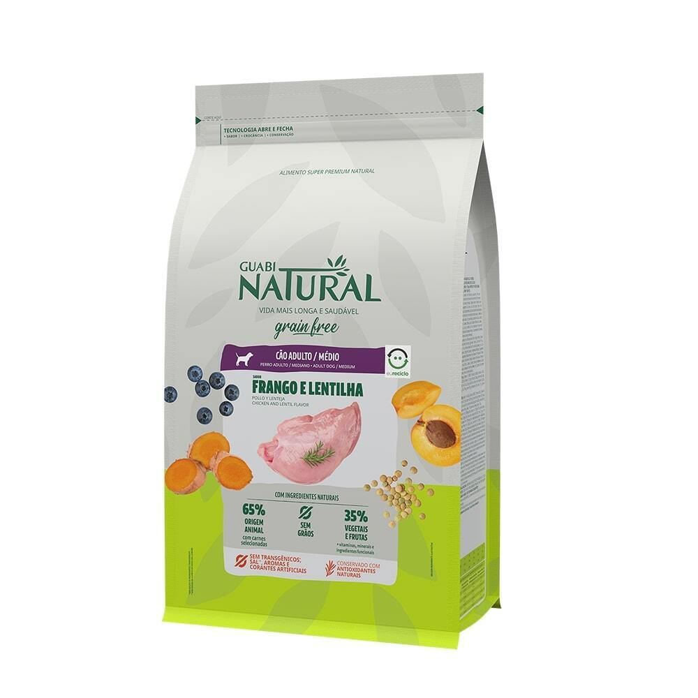 Guabi Natural Grain Free беззерновой корм для собак средних пород с цыпленком и чечевицей (Adult Dog Medium)