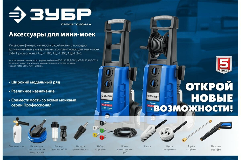 Пистолет высокого давления ЗУБР Миг-280 для минимоек 70410-280