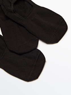 Massimo Dutti Набор из трех пар коротких носков из смесового хлопка, черный