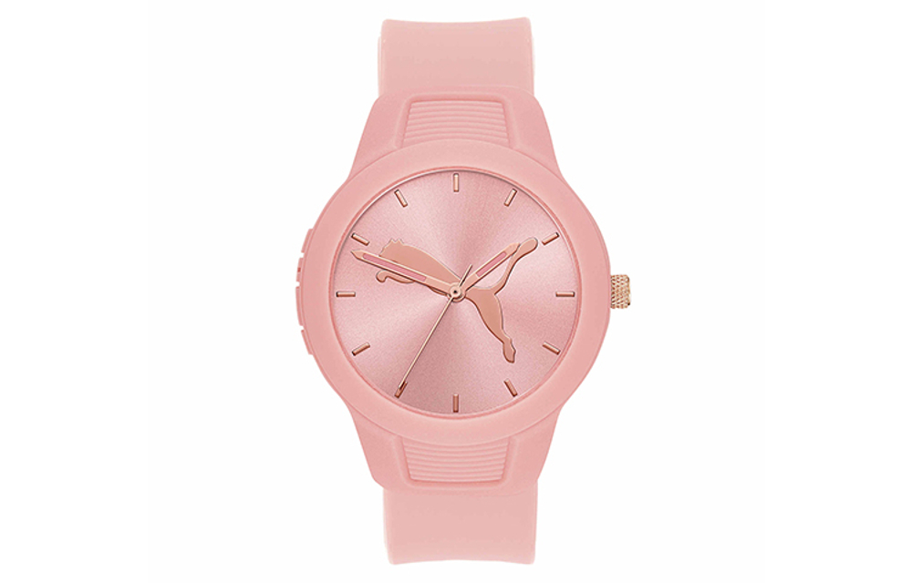 PUMA Reset V2 Series Wrist Watch Quartz Movement Resin Strap Pink Watch Dial Women"s Watch 50m Water Resistant