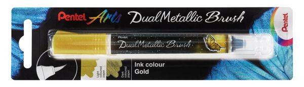 Маркер-кисть с кнопкой подкачки чернил 1-10 мм, кисть, XGFH-DXX золото, Pentel