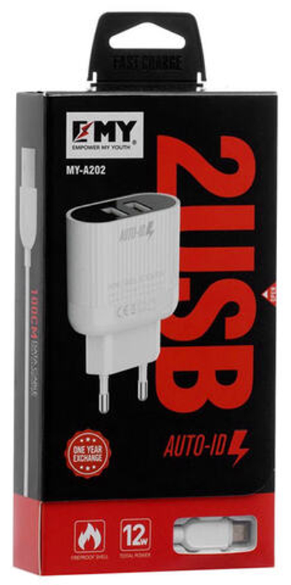 СЗУ с кабелем micro 2USB 2.4А EMYX MY-A202 white