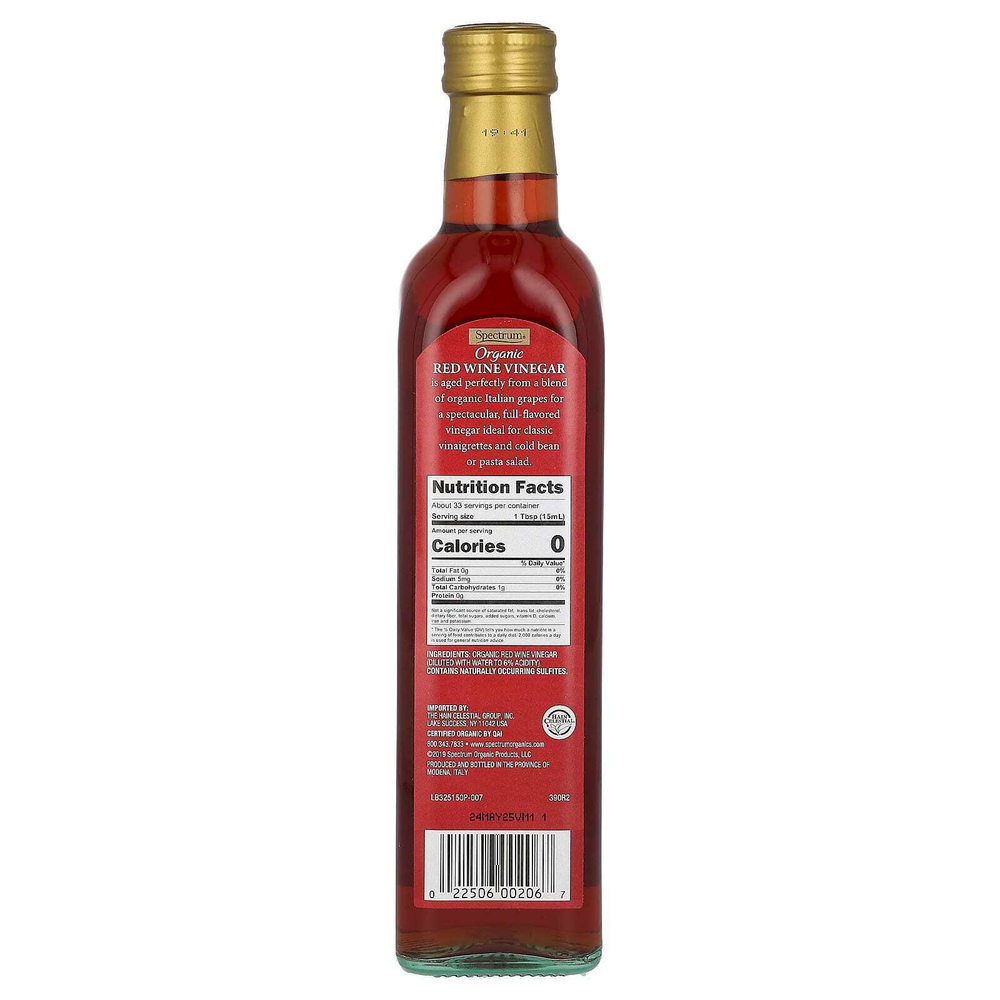 Spectrum Culinary, органический красный винный уксус, 500 мл (16,9 жидк. унции)