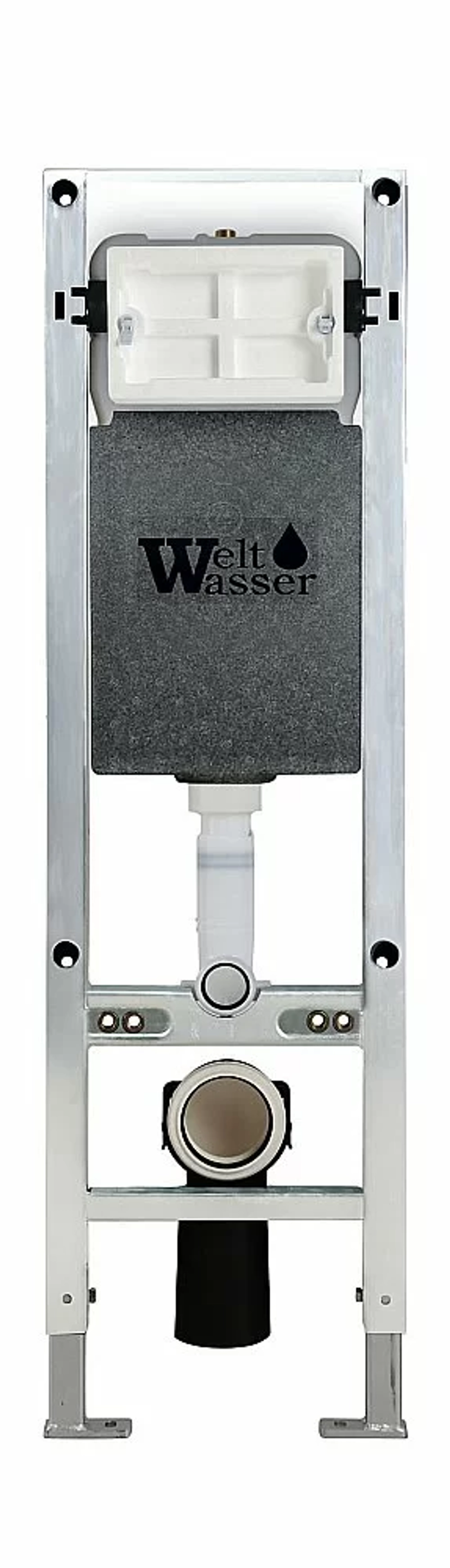 Унитаз подвесной WeltWasser AMBERG 350 ST + SALZBACH 043 MT-BL + AMBERG RD-WT черный матовый, безободковый, с крышкой микролифт, слив торнадо, с инсталляцией и белой кнопкой
