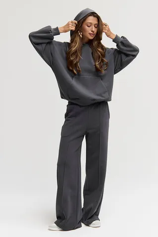 Худи свободного кроя из премиум футера цвета антрацит