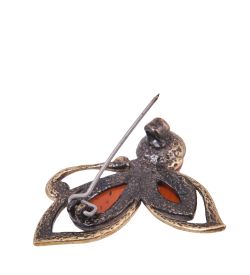 AM-4167 Брошь «Бабочка Мими» (латунь, янтарь)