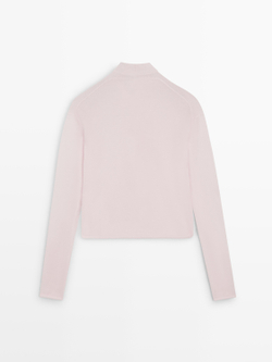 Massimo Dutti Трикотажный кардиган из смесовой шерсти, пастельно-розовый