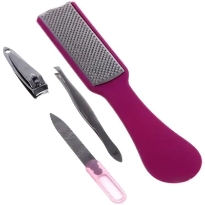 Набор для педикюра в чехле 4шт «Manicure set», цвет микс, (терка, пилка, пинцет, кусачки), 22*6см