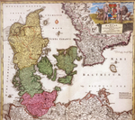 "Дания. Гравированная карта королевства Дании". 1754г.