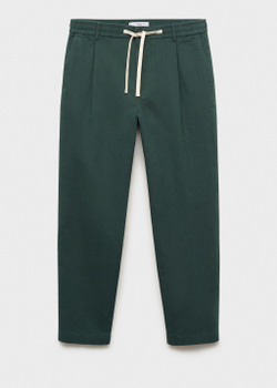 Льняные брюки slim fit со шнурком