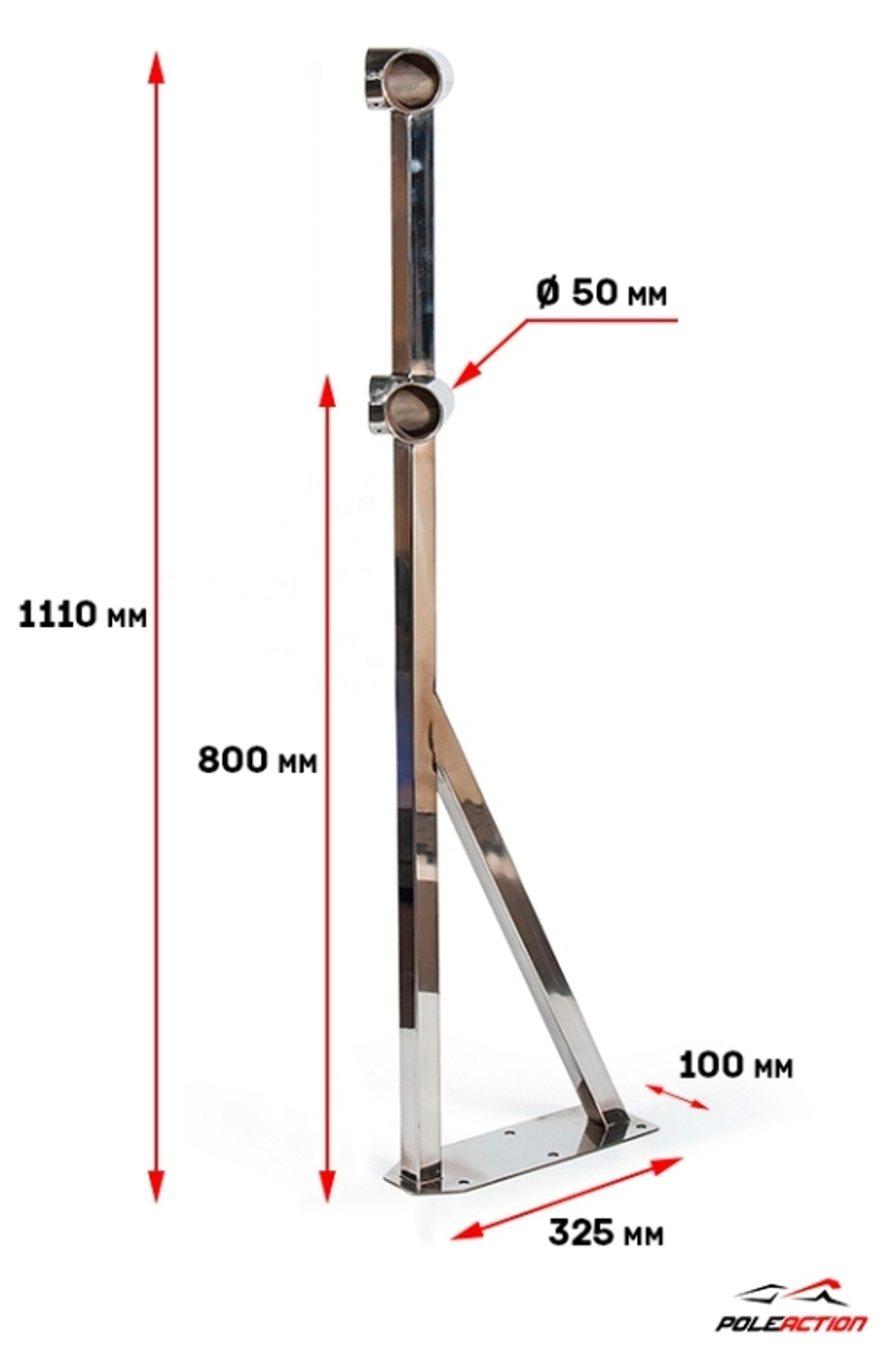 Модель №7 - стойка балетного (хореографического)  станка двухуровневого из нержавеющей стали угловая