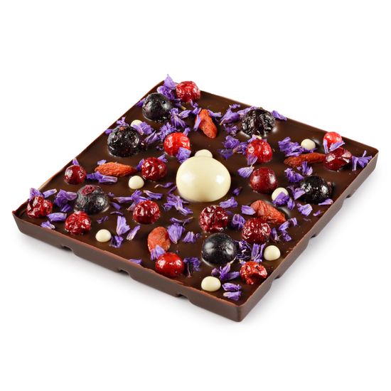 Шоколад темный с украшением "ГОДЖИ, смородина, брусника" 75 гр (Новый Год)