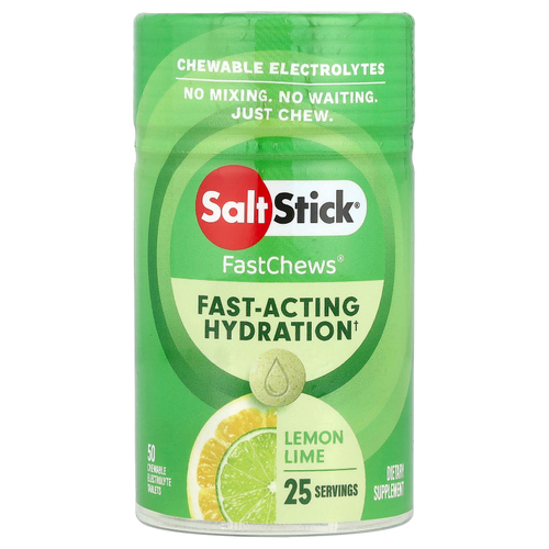 SaltStick, FastChews®, жевательные электролиты, лимон и лайм, 50 жевательных таблеток