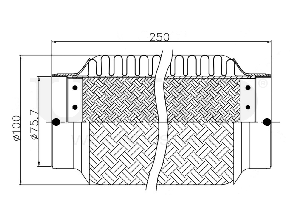 Гофра глушителя 75x250 мм InnerBraid UNIO EXP-75250