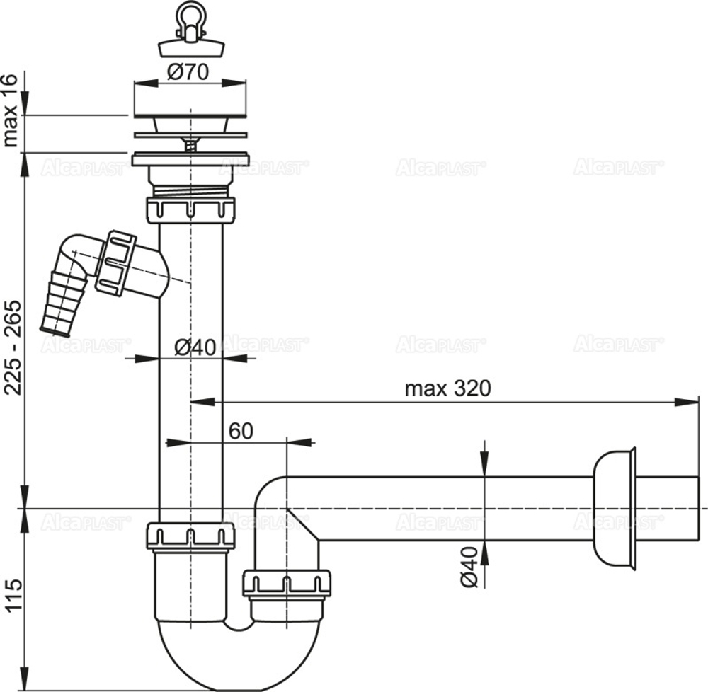 Сифон для мойки AlcaPlast A810-DN40