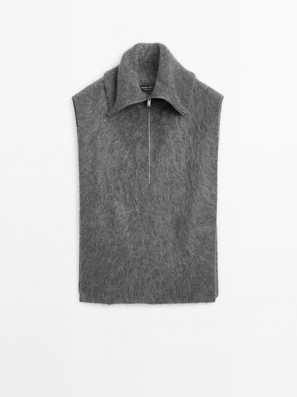 Massimo Dutti Манишка из 100% кашемира с застежкой-молнией, серый