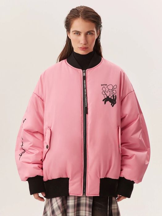 Бомбер MAGIC FLOWERS розового цвета