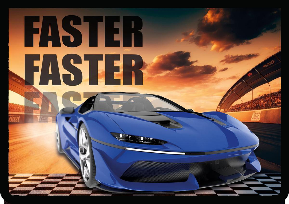 Папка д/тетрадей А4 пласт, молния сверху с дизайном "Авто на старте 2024" (Пчелка)