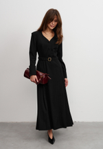 Платье со складками, черное