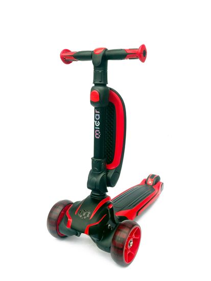 Самокат-беговел со светящимися колёсами 3 в 1 Scooter Micar Moby Black-Red