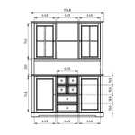 Буфет, 155х41х202, Лэйквью, для кухни и гостиной, деревянный с 4 дверями, из массива дерева, серый, MAKOSA