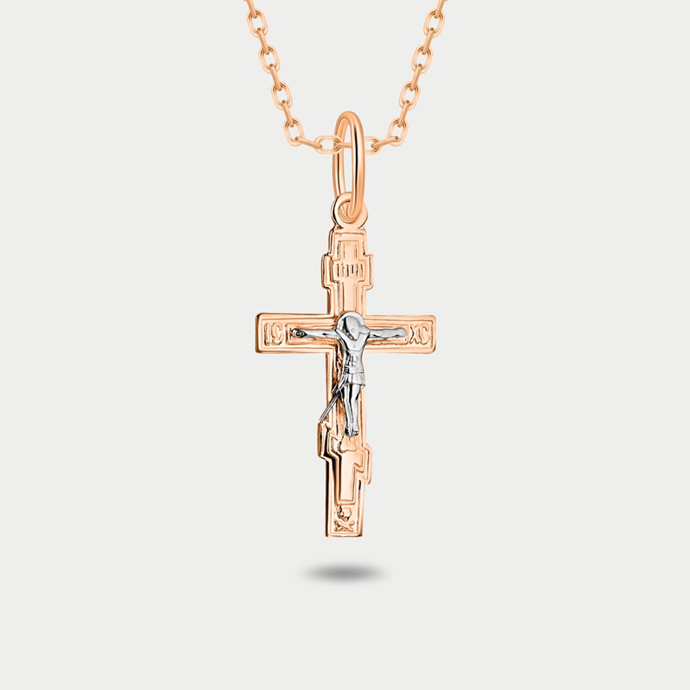 Крест женский православный из розового золота 585 пробы без вставок (арт. ПШ0014А)