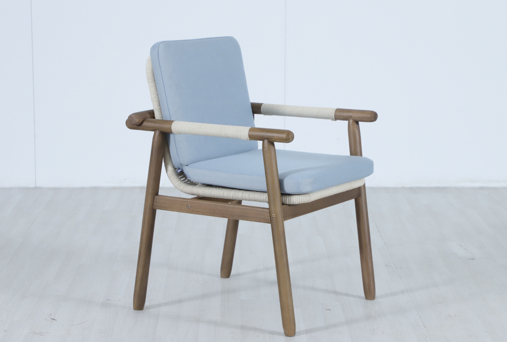 Комплект обеденной деревянной мебели на 6 персон Tagliamento Apoyo, грецкий орех, голубой, белый