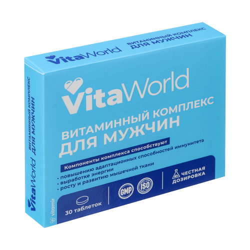 БАД Витаминный комплекс мужской A-Zn Витамир Vitaworld, 30табл