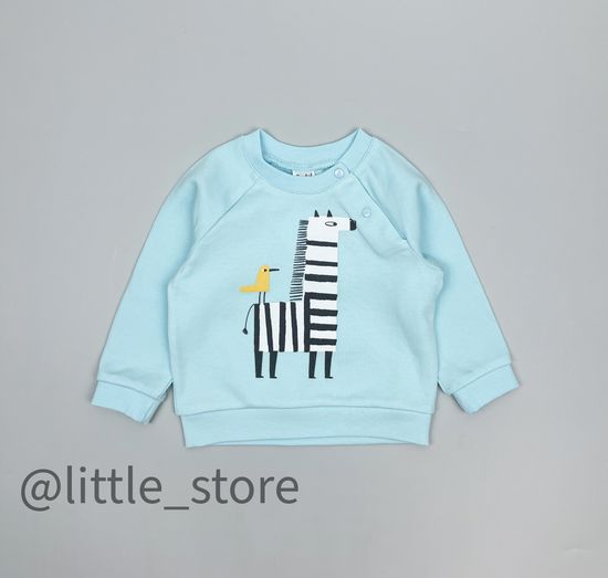 Лонгслив хлопковый "Веселое сафари" голубая вода