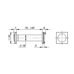 Глазок квадратный дверной черный VIEWER4 DVQ 70х130/16 BL-24 (черный)