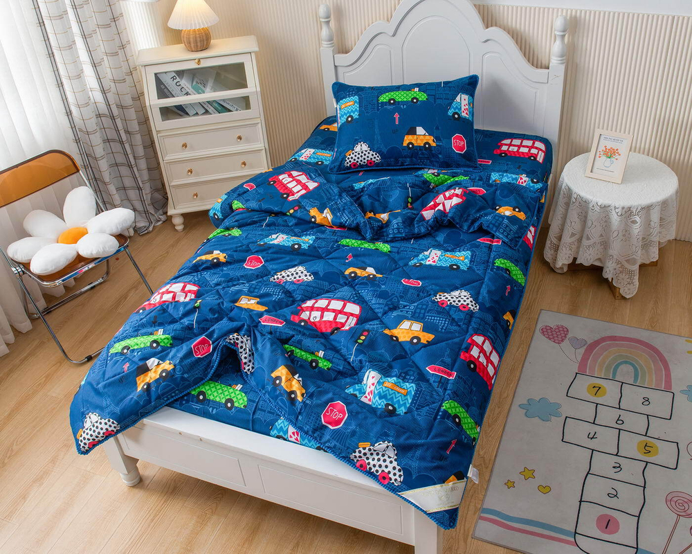 Детское постельное белье 1.5 спальное Sofi De MarkO Трафик синее