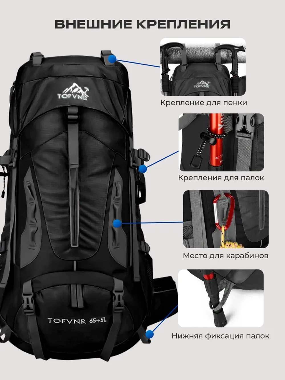 Рюкзак туристический походный 70л для путешествий