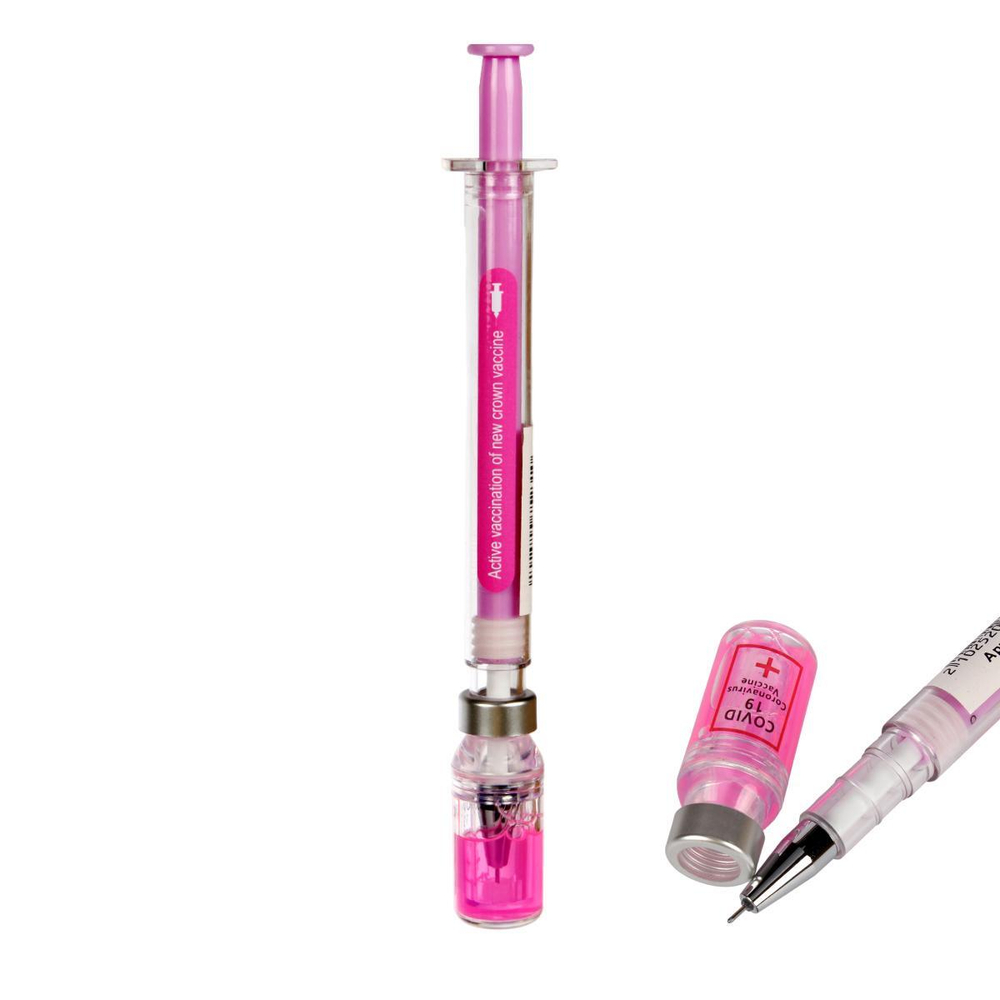 Ручка гелевая "Вакцина", 0,5мм, синяя, 4 цвета микс, С-40296