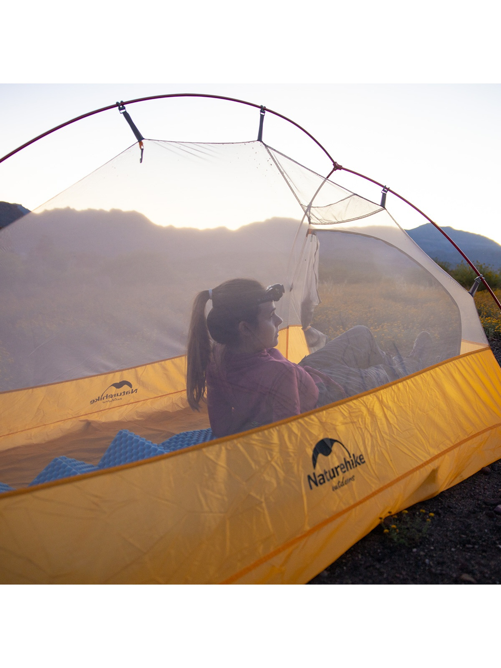 Палатка Naturehike Cloud Up EXT Si 2-местная, алюминиевый каркас, сверхлегкая, серо-желтая