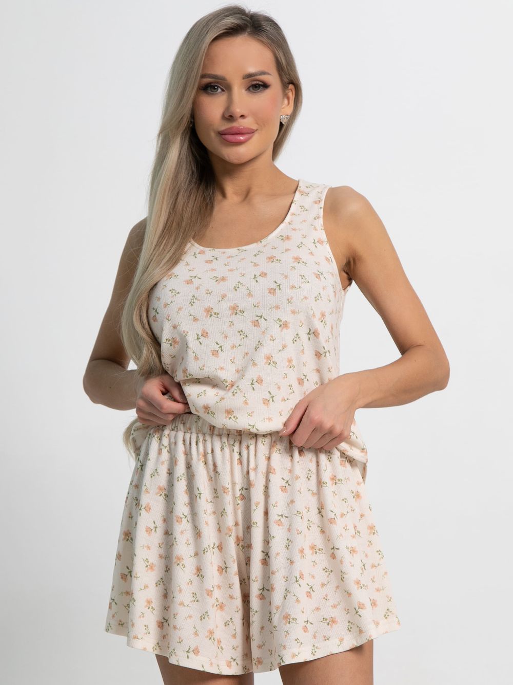 Костюм домашний с шортами Мила (бежево-розовый) К15214-1М LT Collection