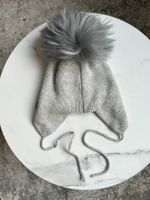 Шерстяная шапка с меховым помпоном, 128