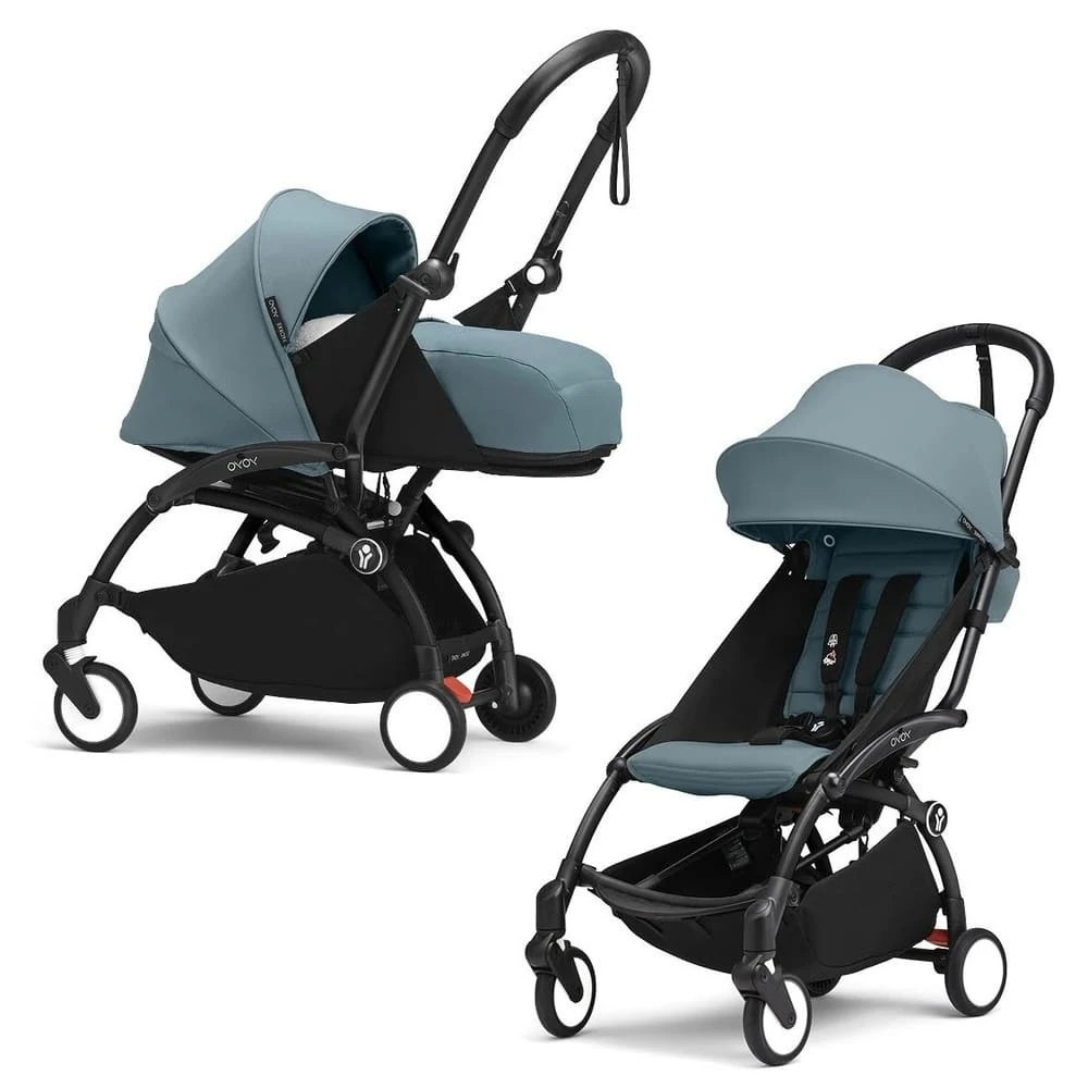 Коляска Stokke YOYO3 Newborn Shell - Newborn Pack рама чёрная Black 2 в 1 Aqua