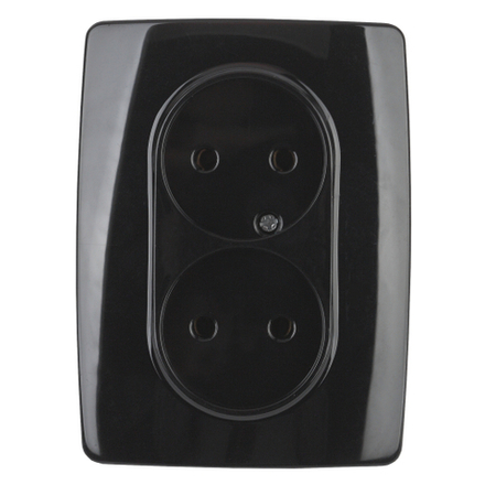 Розетка ЭРА Серия 12 12-2107-06 двойная без заземления 2X2P 16A-250В IP20 чёрный