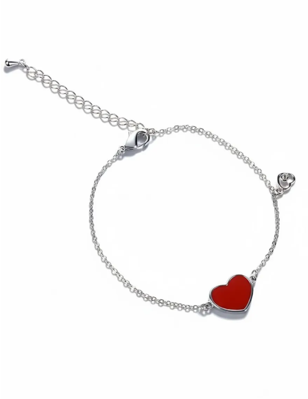 Браслет с подвеской сердце с эмалью