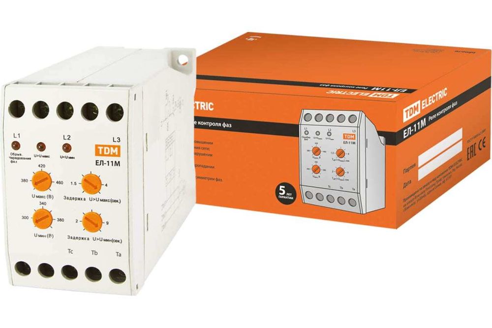 Реле контроля фаз серии ЕЛ-11М-3х380В (1п-контакт) TDM SQ1504-0005
