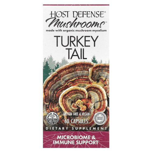 Host Defense, Mushrooms ™, хвост индейки, 60 капсул (0,5 г в 1 капсуле)