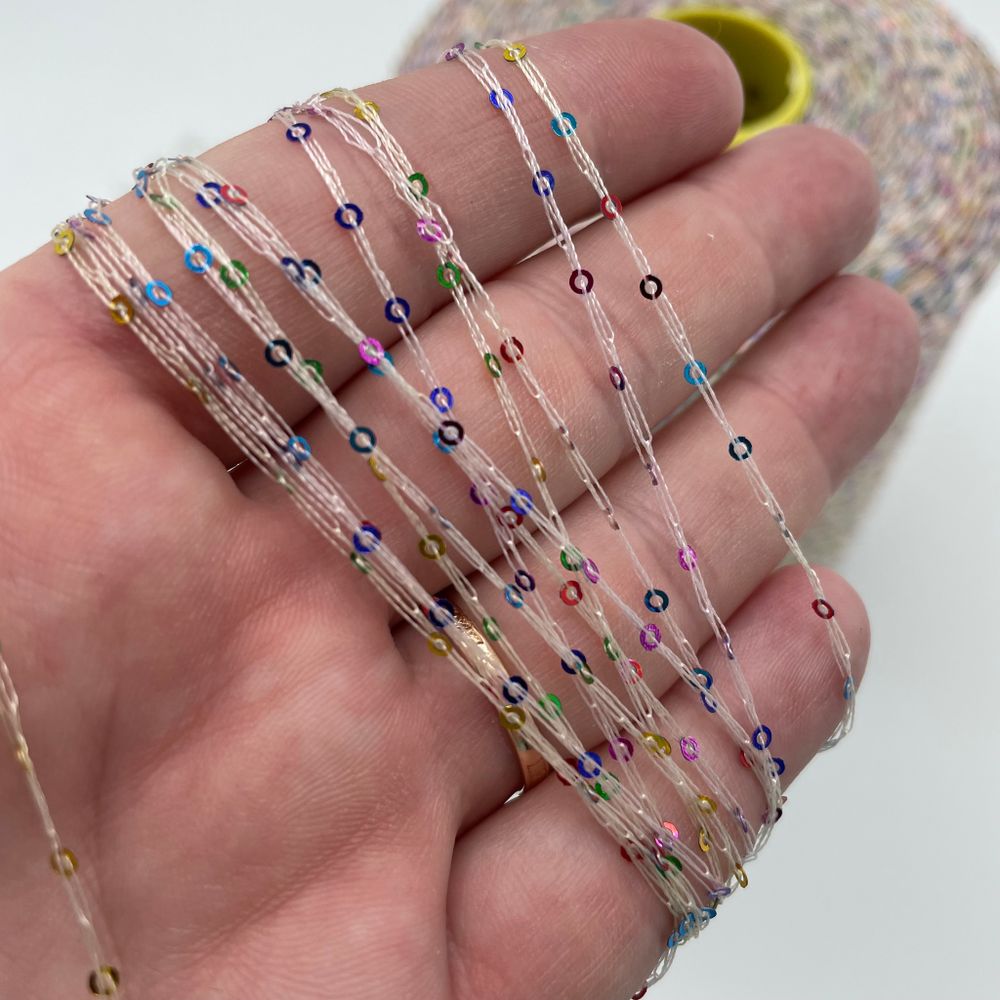 Пряжа для вязания COFIL 55% полиамид  45% пайетки  (100 гр на конусе)