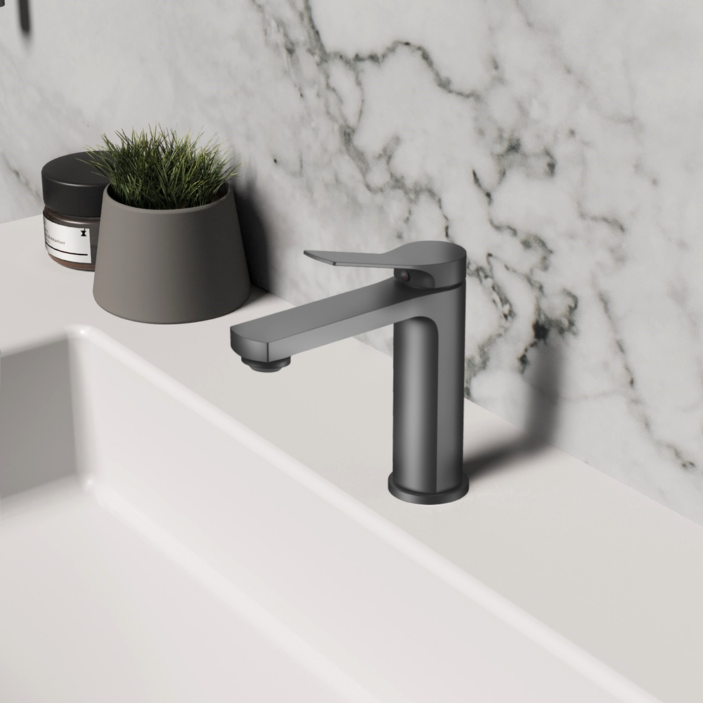 Смеситель для раковины Vincea Arco VBF-4AR01GM, вороненая сталь