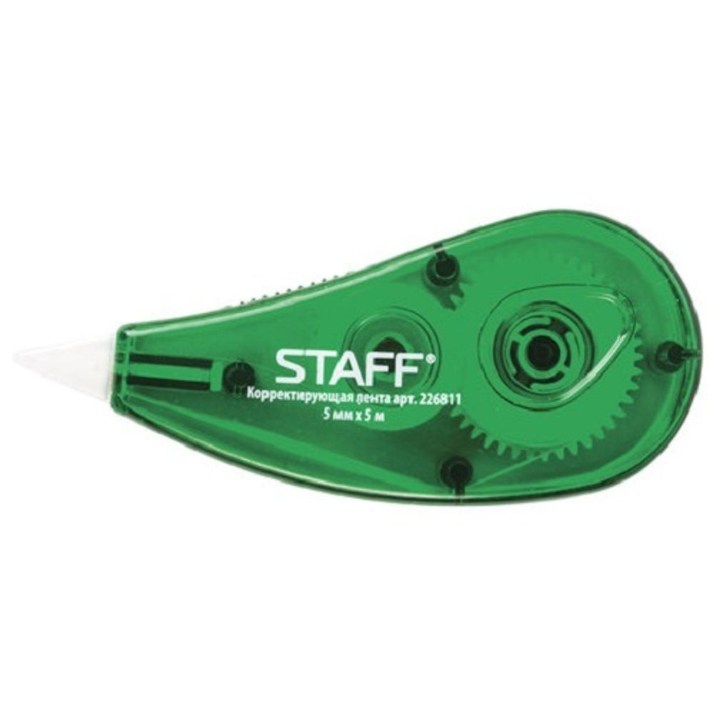 Корректирующая лента Staff, 5мм/5м, в блистере, цвет корп. зеленый