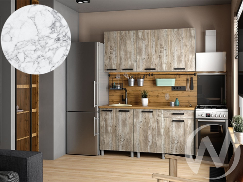 Кухня Элиана 1.6м (корпус белый/дуб юкон) 26мм мрамор итальянский